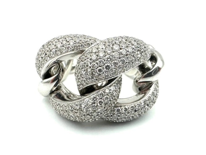 Bague 54 Messika - Bague gourmette en or blanc 18K et diamants 2,09 ct 58 Facettes
