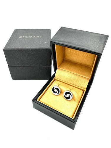 Boucles d'oreilles Bvlgari Optical - Boucles d’oreilles clous en or blanc 18K et onyx 58 Facettes