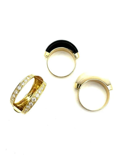 Bague 53 Van Cleef & Arpels Arlequine - Bague vintage en or jaune 18K, diamants, onyx et nacre 58 Facettes