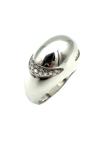 Bague 59 BVLGARI Cabochon - Bague jonc ajouré en or blanc 18K et diamants 58 Facettes