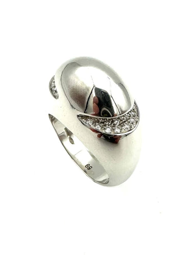 Bague 59 BVLGARI Cabochon - Bague jonc ajouré en or blanc 18K et diamants 58 Facettes