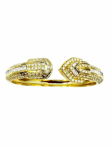 Bracelet Bracelet jonc vintage en or jaune 18K et diamants 5,5 ct 58 Facettes