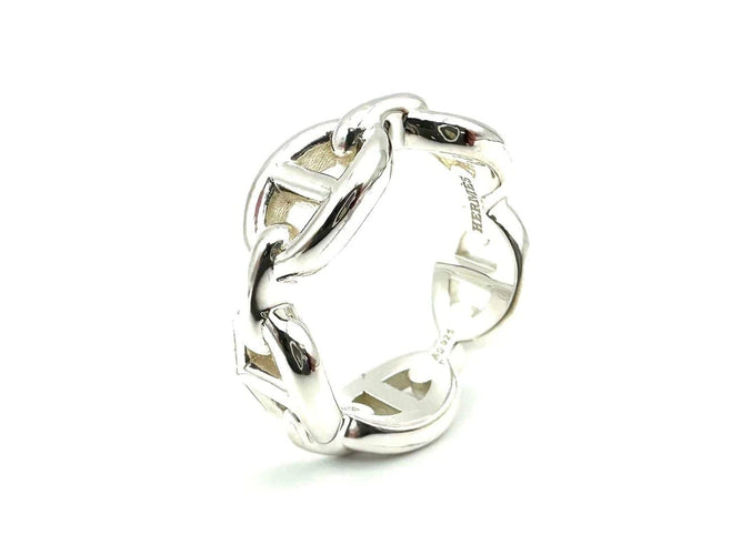 Bague 51 Hermès Chaîne d’ancre enchaînée - Bague en argent 925 58 Facettes