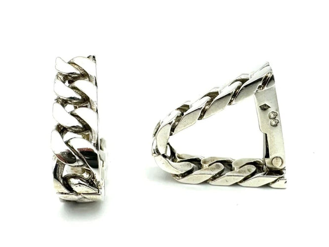 Boutons de manchette Hermès - Boutons de manchette vintage en argent 800 58 Facettes