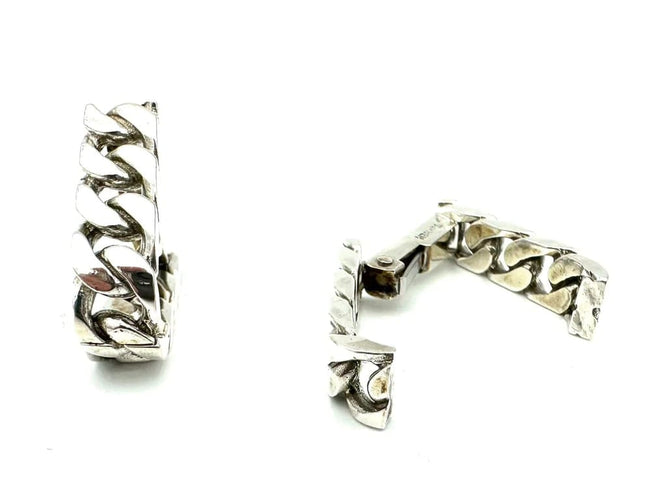 Boutons de manchette Hermès - Boutons de manchette vintage en argent 800 58 Facettes