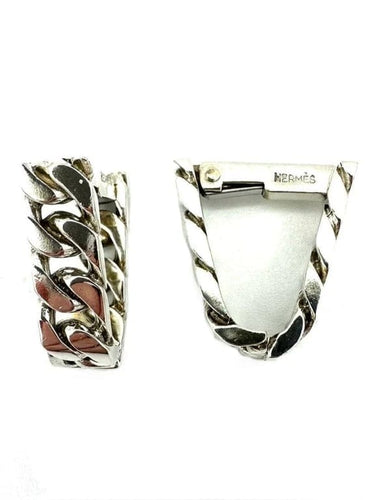 Boutons de manchette Hermès - Boutons de manchette vintage en argent 800 58 Facettes