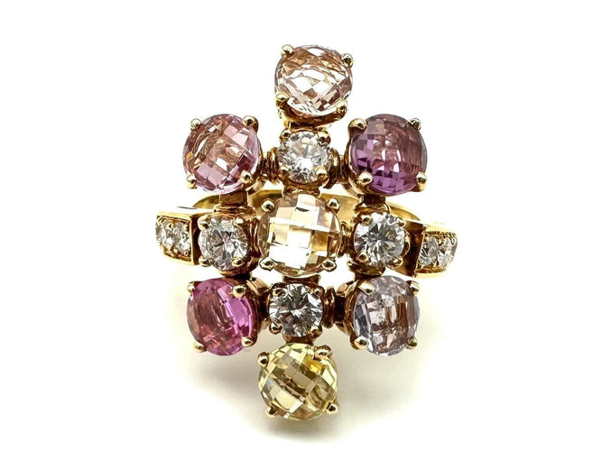 Bague 54 Bvlgari Allegra - Bague en or jaune 18K, saphirs et diamants 58 Facettes