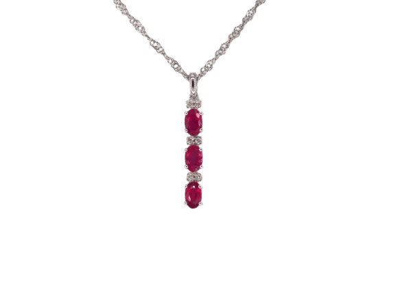 Pendentif Pendentif en or blanc avec diamants et rubis 58 Facettes 2138