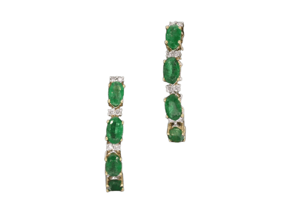 Boucles d'oreilles Boucles d'oreilles en or 14 carats avec diamants et émeraudes 58 Facettes 2135