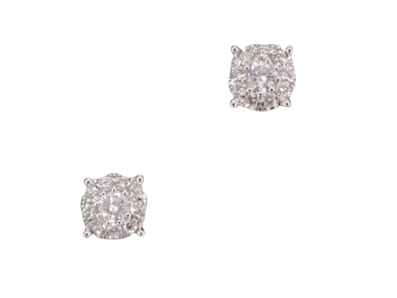 Boucles d'oreilles Boucles d'oreilles en or blanc 14 carats serties de diamants 58 Facettes 2157
