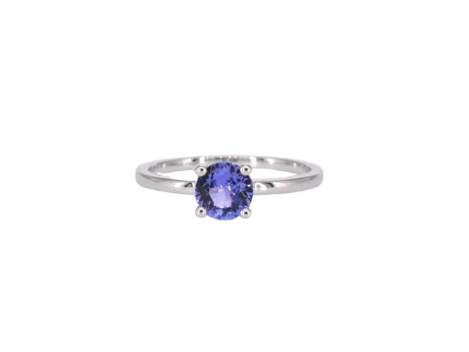 Bague 54 Bague en or blanc 14 carats avec tanzanite et diamant 58 Facettes 2200