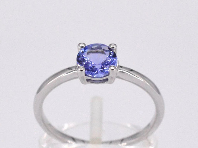 Bague 54 Bague en or blanc 14 carats avec tanzanite et diamant 58 Facettes 2200