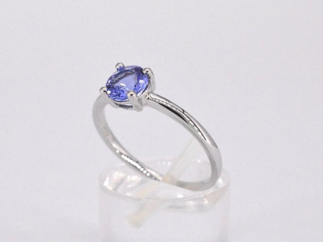 Bague 54 Bague en or blanc 14 carats avec tanzanite et diamant 58 Facettes 2200
