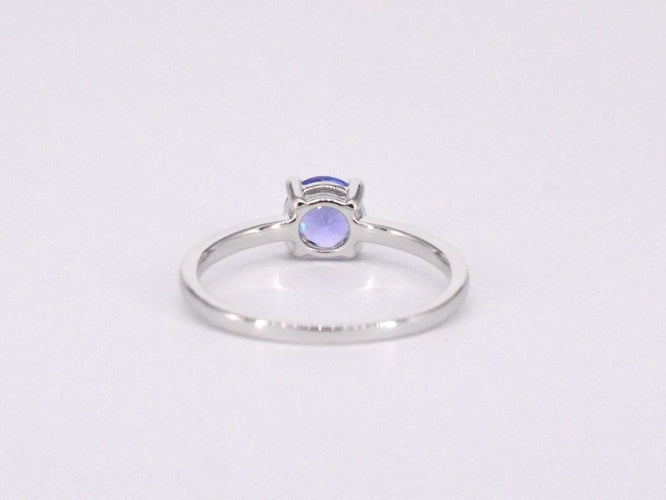 Bague 54 Bague en or blanc 14 carats avec tanzanite et diamant 58 Facettes 2200
