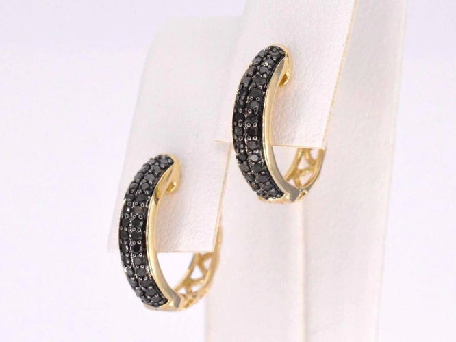 Boucles d'oreilles Boucles d'oreilles en or 14 carats avec diamant noir 58 Facettes 2228