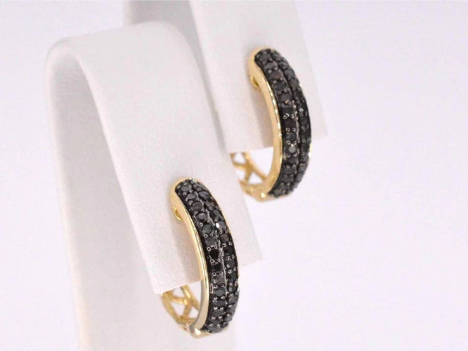 Boucles d'oreilles Boucles d'oreilles en or 14 carats avec diamant noir 58 Facettes 2228