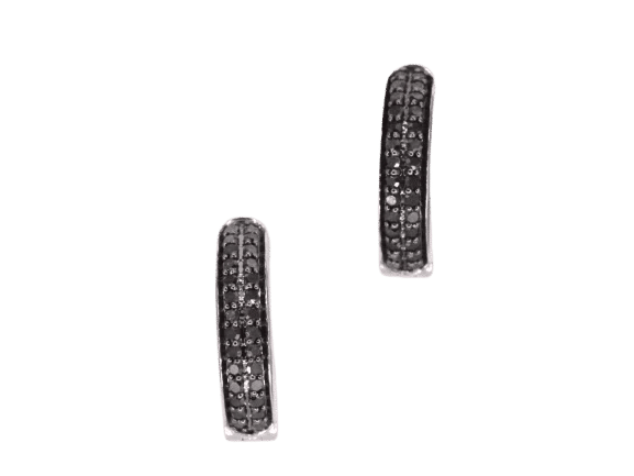 Boucles d'oreilles Boucles d’oreilles en or blanc 14 carats avec diamants noirs 58 Facettes 2227
