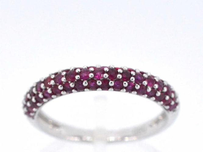Bague 48 Bague en or blanc 14 carats avec rubis rond 1,00 ct 58 Facettes 2257