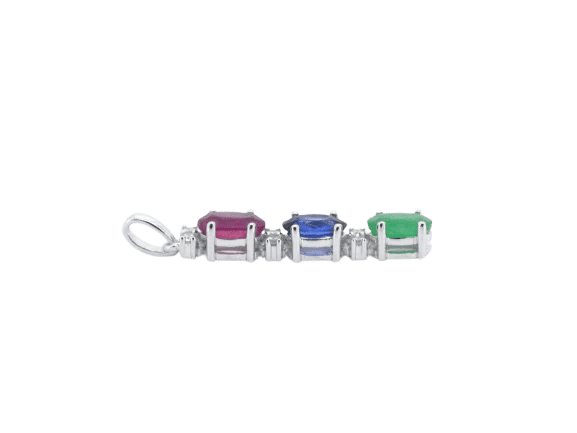 Pendentif Pendentif en or blanc 14 carats avec diamants et pierres multicolores 58 Facettes 2275