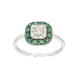 Bague 54 Bague en or blanc 14 carats avec diamants et émeraude 58 Facettes 2315