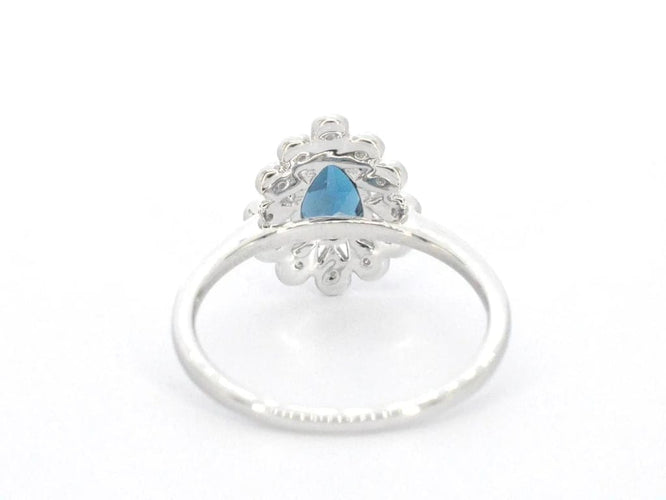 Bague 54 Bague en or blanc 14 carats avec diamants et topaze 58 Facettes 2316