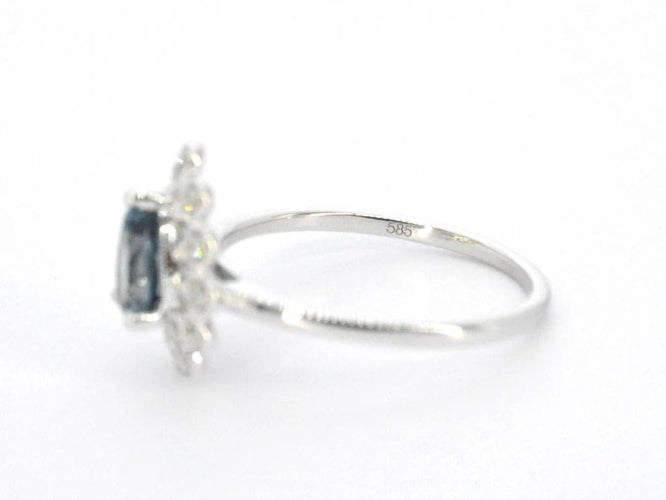 Bague 54 Bague en or blanc 14 carats avec diamants et topaze 58 Facettes 2316