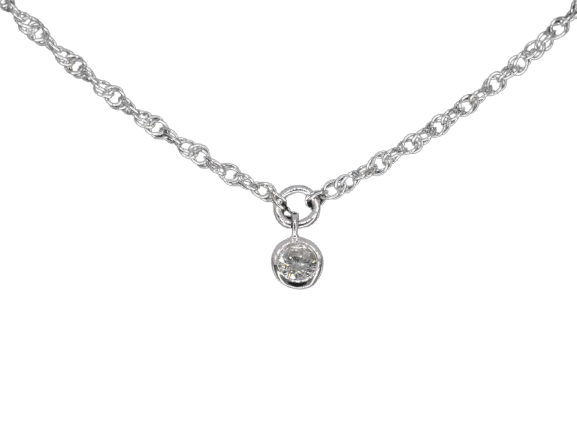 Collier Collier en or blanc 14 carats avec diamant 0,05 ct 58 Facettes 2352