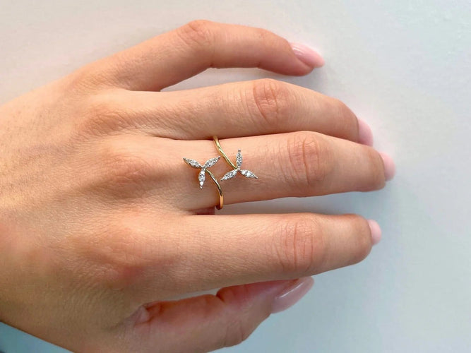 Bague 55 Bague en or jaune 14 carats avec diamant taille brillant 58 Facettes 2335