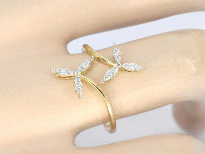 Bague 55 Bague en or jaune 14 carats avec diamant taille brillant 58 Facettes 2335