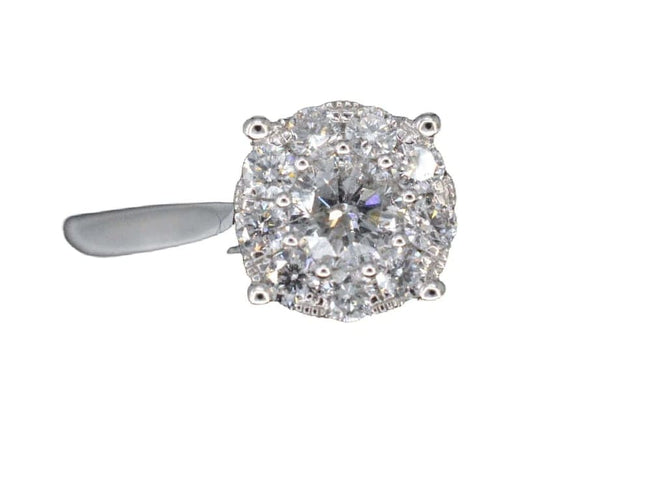 Bague 54 Bague entourage en or blanc 14 carats avec diamants 58 Facettes 2003
