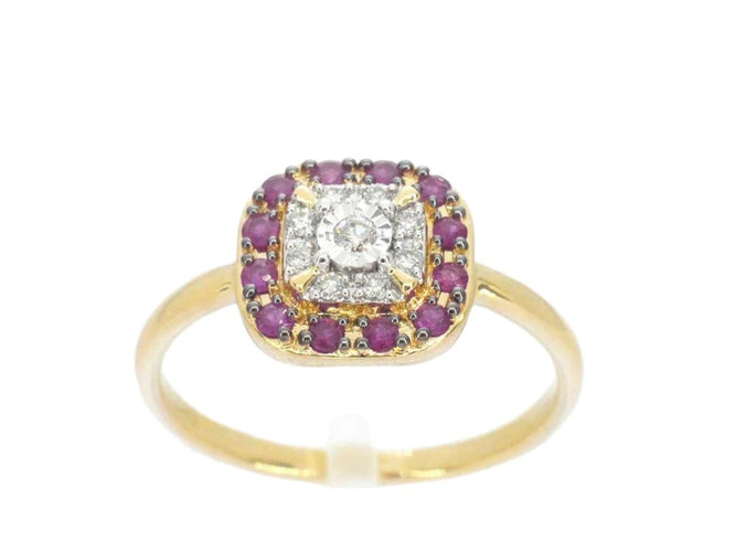 Bague 54 Bague en or jaune avec diamants et rubis 58 Facettes 2345
