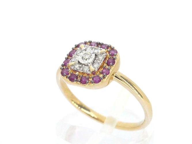 Bague 54 Bague en or jaune avec diamants et rubis 58 Facettes 2345