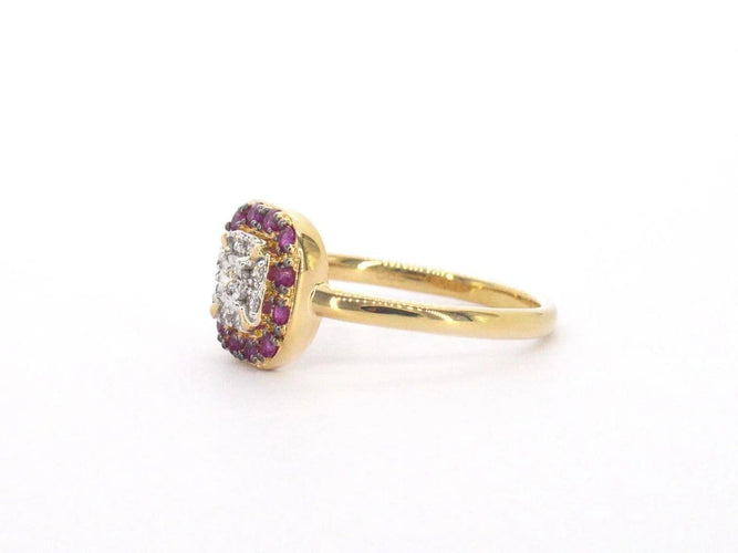 Bague 54 Bague en or jaune avec diamants et rubis 58 Facettes 2345