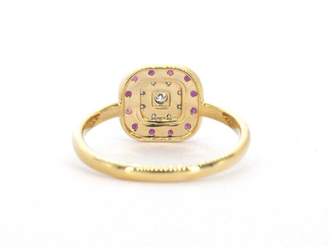 Bague 54 Bague en or jaune avec diamants et rubis 58 Facettes 2345