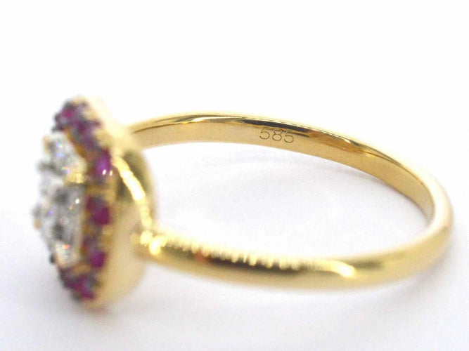 Bague 54 Bague en or jaune avec diamants et rubis 58 Facettes 2345