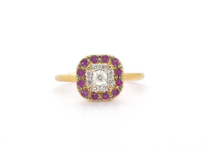 Bague 54 Bague en or jaune avec diamants et rubis 58 Facettes 2345