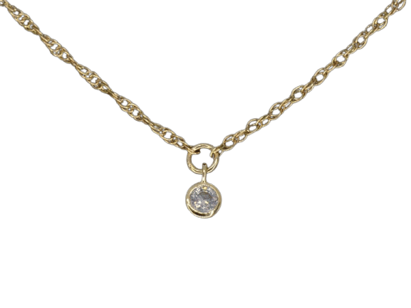 Collier Collier en or jaune 14 carats avec diamant naturel 58 Facettes 2353