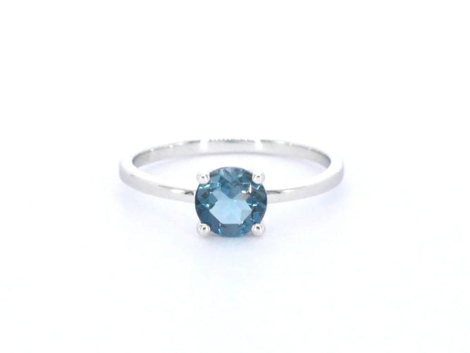 Bague 54 Bague en or blanc 14 carats avec topaze bleue 58 Facettes 2332