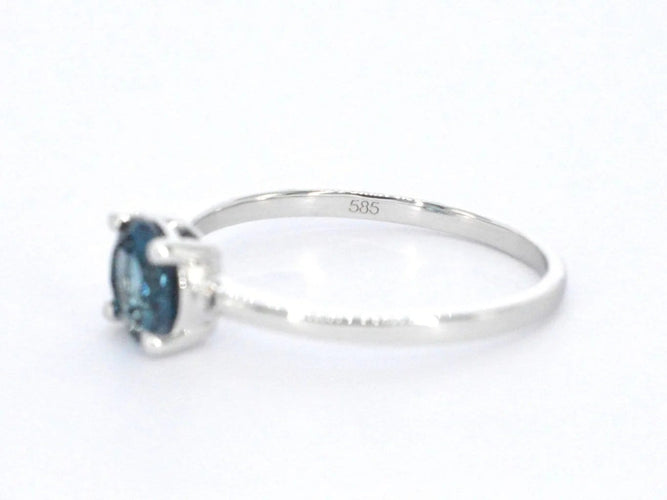 Bague 54 Bague en or blanc 14 carats avec topaze bleue 58 Facettes 2332