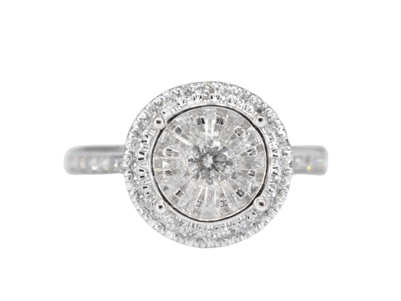 Bague 54 Bague d'entourage en or blanc avec diamants 58 Facettes 2008