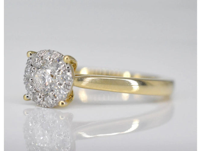 Bague 54 Bague en or jaune 14 carats avec diamant 0,46 ct 58 Facettes 2103