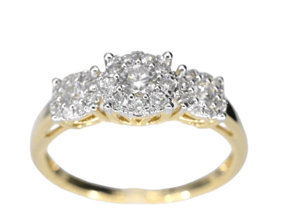 Bague 54 Bague trinité en or jaune 14 carats avec diamants 58 Facettes 2102
