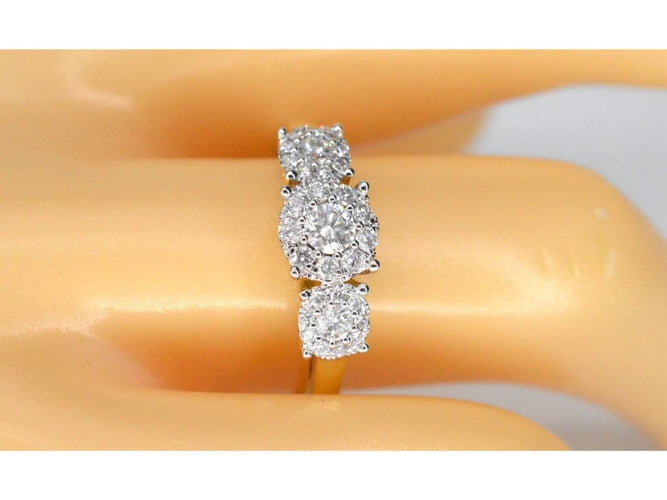 Bague 54 Bague trinité en or jaune 14 carats avec diamants 58 Facettes 2102