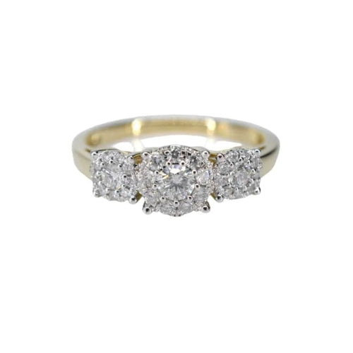 Bague 54 Bague trinité en or jaune 14 carats avec diamants 58 Facettes 2102