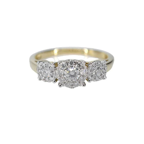 Bague 54 Bague trinité en or jaune 14 carats avec diamants 58 Facettes 2102