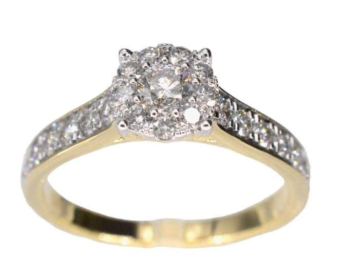 Bague 54 Bague entourage en or jaune 14 carats avec diamants 58 Facettes 2105
