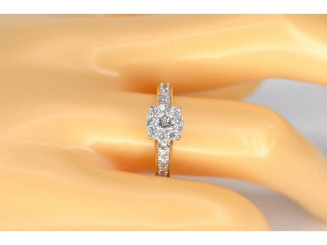 Bague 54 Bague entourage en or jaune 14 carats avec diamants 58 Facettes 2105