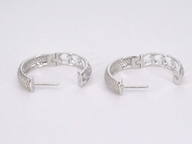 Boucles d'oreilles Boucles d'oreilles en or blanc 14 carats avec diamants naturels 58 Facettes 2113