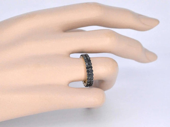Bague 54 Bague d’éternité en or jaune 14 carats avec diamants noirs 58 Facettes 2211