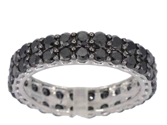 Bague 54 Bague d’éternité en or blanc 14 carats avec diamants noirs 58 Facettes 2210